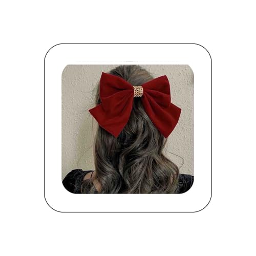 Allereya Vintage Große Samtschleife Haarspange Barrette Rote Schleife Haarspange Französischer Samtbogen Kopfclip Barrette Kopfstücke Große Samtschleife Haarschmuck Für Frauen Und Mädchen (rot) von Allereya