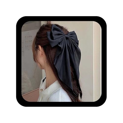 Allereya Vintage Große Seidenschleife Haarspange Barrette Französische Seidenschleife Kopfclip Schwarzes Band Bogen Haarspange Kopfstücke Seidenbogen Haarschmuck Für Frauen Und Mädchen (schwarz) von Allereya