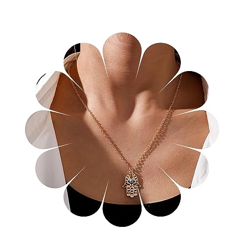 Allereya Vintage Hamsa Hand Anhänger Halskette Buddha Palme Choker Halskette Gold Hamsa Hand Choker Halskette Retro Hamsa Hand Halskette Schmuck Für Frauen Und Mädchen (gold) von Allereya