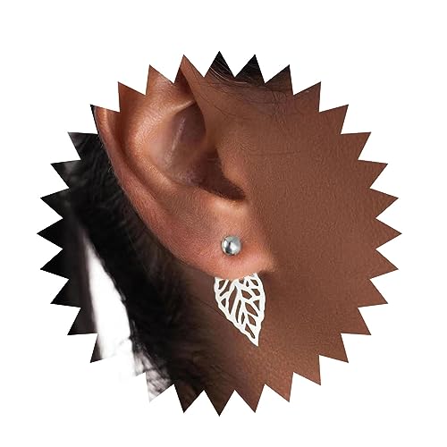 Allereya Vintage Hohlblatt Ohrstecker Ohrringe Offenes Blatt Ohrringe Kleines Blatt Ohrstecker Silber Minimal Ohrringe Schmuck Für Frauen Und Mädchen (silber) von Allereya