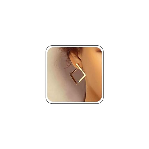 Allereya Vintage Hohle Quadratische Ohrringe Große Geometrische Quadratische Ohrstecker Offene Quadratische Hoop Huggie Ohrringe Gold Minimal Geometrische Ohrringe Schmuck Für Frauen Und Mädchen von Allereya