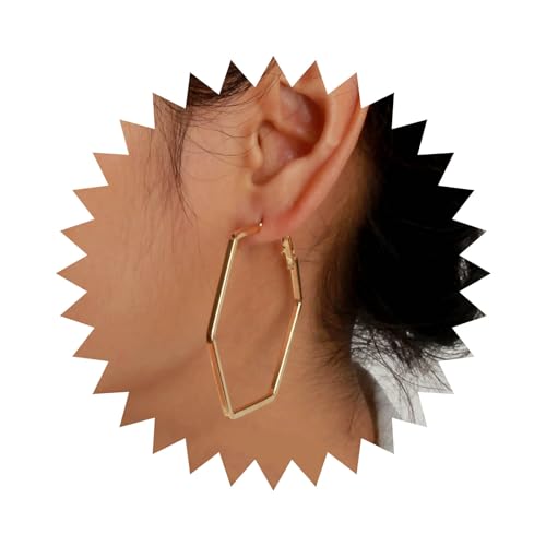 Allereya Vintage Hohle Sechseck Ohrringe Offene Sechseck Ohrringe Gold Sechseck Reif Ohrringe Minimal Ohrstecker Schmuck Für Frauen Und Mädchen von Allereya