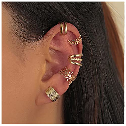 Allereya Vintage Hollow Leaf Ear Cuff Ohrringe Fake Helix Ohrringe Hoop Non Piercing Ohrringe Knorpelring Ohrringe Helix Ohrclip Ohrringe Mehrere Piercing Ohrringe Schmuck für Frauen und von Allereya