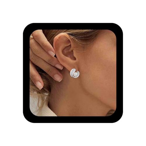 Allereya Vintage Kreis Perle Ohrringe Faux Perle Ohrringe Spirale Perle Kreis Ohrstecker Ohrringe Breit Unregelmäßige Reifen Ohrringe Schmuck Für Frauen Und Mädchen von Allereya