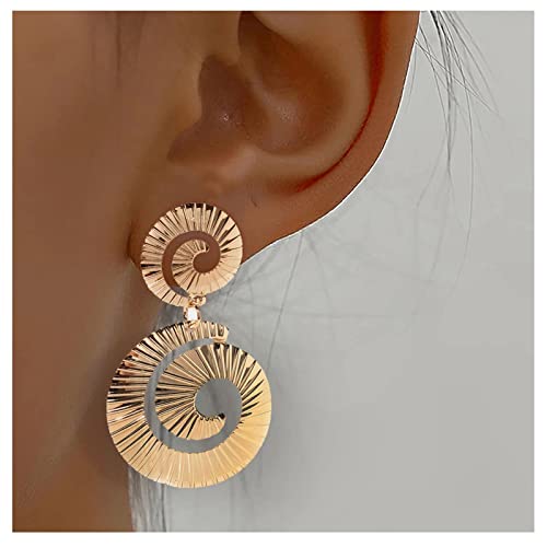 Allereya Vintage Kreis Spirale Ohrring Spirale Reifen Baumeln Ohrringe Runde Spirale Tropfen Ohrringe Gold Geometrische Kreisförmige Ohrringe Schmuck Für Frauen Und Mädchen von Allereya