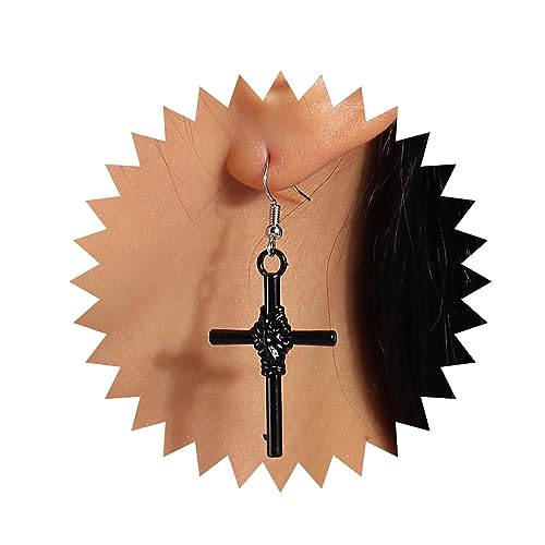 Allereya Vintage Kreuz Ohrringe Kreuz Tropfen Ohrringe Retro Kreuz Ohrringe Schwarzes Kreuz Haken Ohrringe Schmuck Für Frauen Und Mädchen von Allereya