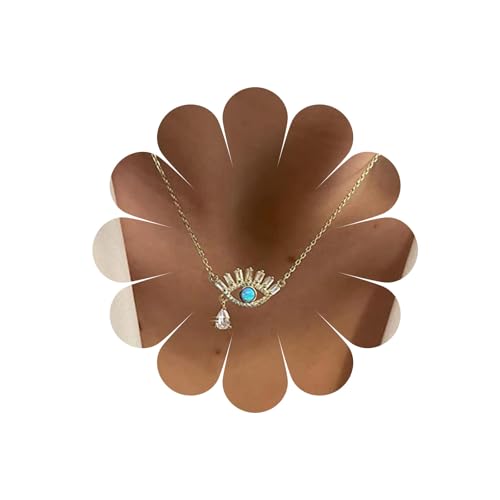 Allereya Vintage Kristall Auge Anhänger Halskette Strass Teufelsauge Halskette Gold Cz Tränen Halskette Funkelnde Cz Wimpern Halskette Schmuck Für Frauen Und Mädchen (blau) von Allereya