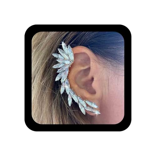 Allereya Vintage Kristall Blatt Ohr Manschette Ohrringe Strass Blatt Ohr Climber Ohrringe Boho Cz Blatt Ohr Wrap Ohrringe Gold Funkelnde Blatt Clip Auf Ohrringe Schmuck Für Frauen Und Mädchen (Gold) von Allereya