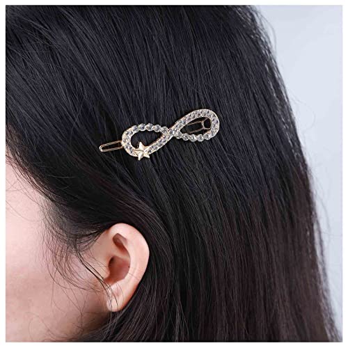 Allereya Vintage Kristall Haarspange Barrette Strass Unendlich Haarnadeln Barrette Gold Cz Stern Haarspange Kopfbedeckung Dekorative Kristall Haarzubehör Für Frauen Und Mädchen (kristall) von Allereya