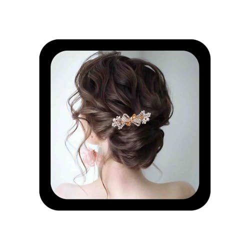 Allereya Vintage Kristall Haarspange Haarspange Strass Blume Haarspange Champagner Strass Kopf Clips Perle Hochzeit Kopfschmuck Haarschmuck für Frauen und Mädchen Geschenke (A) von Allereya