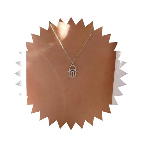 Allereya Vintage Kristall Hamsa Hand Anhänger Halskette Strass Buddha Palme Halskette Silber Cz Hamsa Hand Choker Halskette Retro Hamsa Hand Halskette Schmuck Für Frauen Und Mädchen (silber) von Allereya