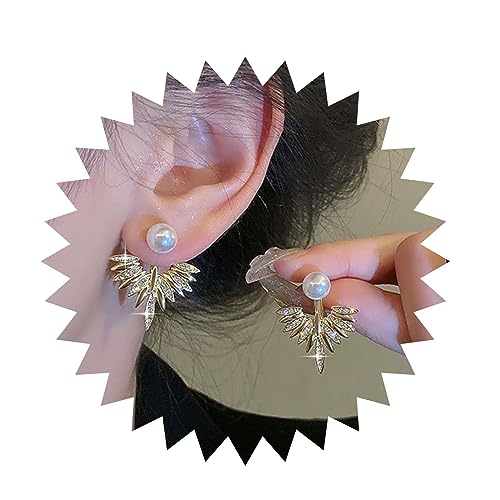 Allereya Vintage Kristall Lotus Ohrmuschel Ohrringe Gold Spike Ohrmuschel Ohrringe Strass Perlen Ohrstecker Ohrringe Funkelnde Cz Ohrringe Vorne Hinten Ohrringe Schmuck Für Frauen Und Mädchen von Allereya