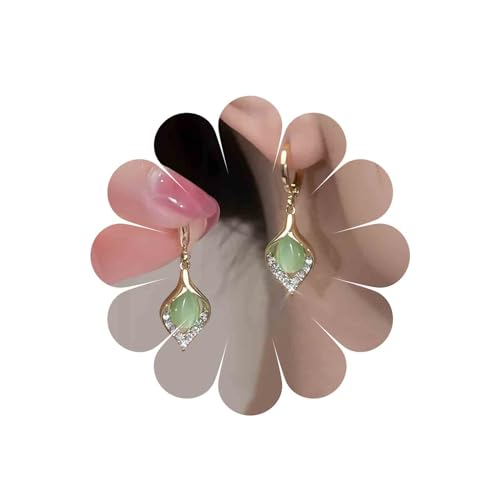 Allereya Vintage Kristall Mondstein Ohrringe Strass Tropfen Ohrringe Gold Cz Stern Ohrstecker Kristall Grün Mondstein Ohrringe Schmuck Für Frauen Und Mädchen (grün) von Allereya