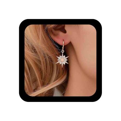 Allereya Vintage Kristall Nordstern Ohrringe Strass Nordstern Tropfen Ohrringe Gold Cz Opal Ohrringe Funkelnden Stern Reif Huggie Ohrringe Schmuck Für Frauen Und Mädchen (Gold) von Allereya