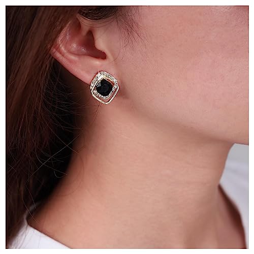 Allereya Vintage Kristall Onyx Ohrringe Strass Quadratische Ohrstecker Schwarz Onyx Quadratische Ohrringe Quadratische Geometrische Ohrringe Schmuck Für Frauen Und Mädchen (schwarz) von Allereya