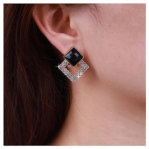 Allereya Vintage Kristall Onyx Quadratische Ohrringe Strass Quadratische Ohrstecker Schwarz Onyx Quadratische Ohrringe Quadratische Geometrische Ohrringe Schmuck Für Frauen Und Mädchen (schwarz) von Allereya