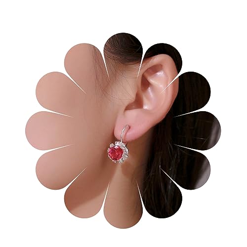 Allereya Vintage Kristall Rubin Ohrringe Rot Rubin Tropfen Ohrringe Silber Cz Hoop Huggie Ohrringe Rubin Kristall Ohrstecker Schmuck Für Frauen Und Mädchen von Allereya