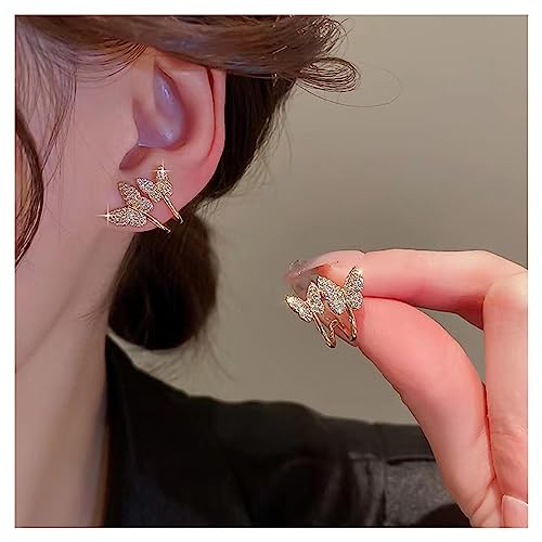 Allereya Vintage Kristall Schmetterling Kralle Ohrringe Strass Kralle Ohrstecker Ohrringe Funkelnde Cz Schmetterling Ohrringe Gold Schmetterling Illusion Ohrringe Schmuck Für Frauen Und Mädchen von Allereya