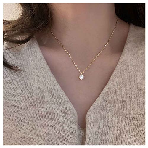 Allereya Vintage Kristall Solitär Anhänger Halskette Winzigen Strass Cz Punkt Halskette Cubic Zirkonia Choker Halskette Gold Spitze Kette Halskette Schmuck Für Frauen Und Mädchen (Gold) von Allereya