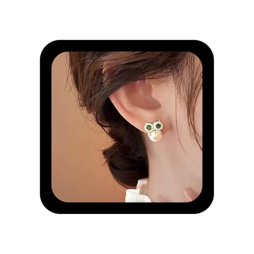 Allereya Vintage Kristall Vogel Ohrringe Perle Eule Ohrringe Gold Perle Ohrstecker Cz Eule Ohrstecker Lustige Tierschmuck Für Frauen von Allereya