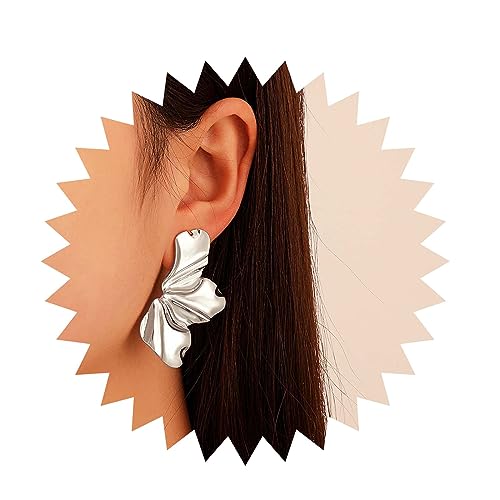 Allereya Vintage Mate Flower Ohrstecker Blumen Ohrringe Halbe Blume Ohrringe Silber Blume Tropfen Ohrringe Schmuck Für Frauen Und Mädchen (Silber) von Allereya