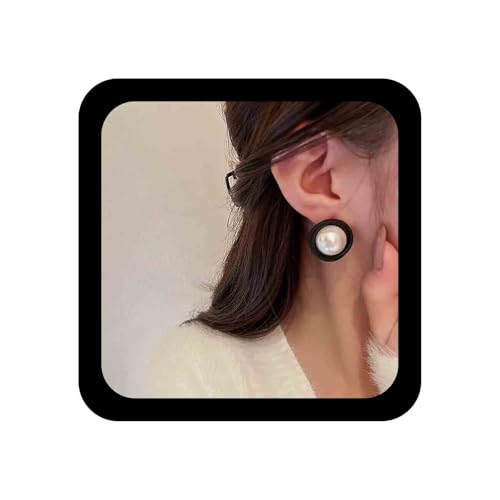 Allereya Vintage Meerjungfrau Perlen Ohrstecker Ohrringe Halbe Perle Ohrringe Schwarz Emaille Kreis Ohrringe Meerjungfrau Ohrstecker Schmuck Für Frauen Und Mädchen von Allereya