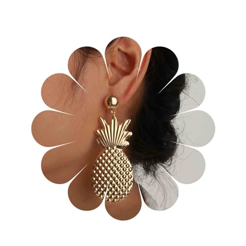 Allereya Vintage Metall Ananas Ohrringe Gold Ananas Ohrringe Matt Ananas Ohrringe Tropische Frucht Ohrringe Schmuck Für Frauen Und Mädchen von Allereya