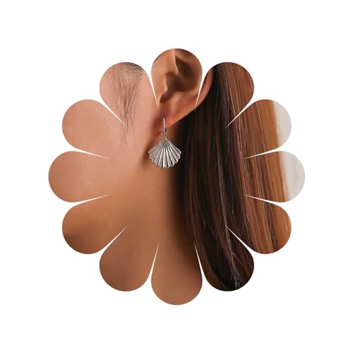 Allereya Vintage Metall Muschel Ohrringe Muschel Ohrringe Silber Muschel Reif Ohrringe Kaurimuschel Huggie Ohrringe Schmuck Für Frauen Und Mädchen (Silber) von Allereya