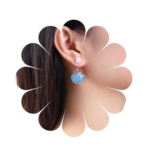 Allereya Vintage Metall Muschel Ohrringe Ohrstecker Perle Ohrringe Muschel Ohrringe Blau Muschel Ohrringe Schmuck Für Frauen Und Mädchen von Allereya