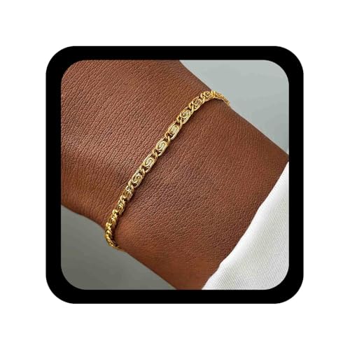 Allereya Vintage Minimal Chain Armband Einstellbare Handkette Gold Minimalist Armband Ketten Stapelbar Armbänder Gliederketten Armbänder Schmuck Für Frauen von Allereya