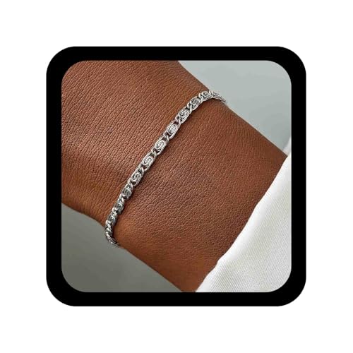 Allereya Vintage Minimal Kette Armband Verstellbare Handkette Silber Minimalistisches Armband Ketten Stapelbar Armbänder Gliederketten Armbänder Schmuck Für Frauen von Allereya