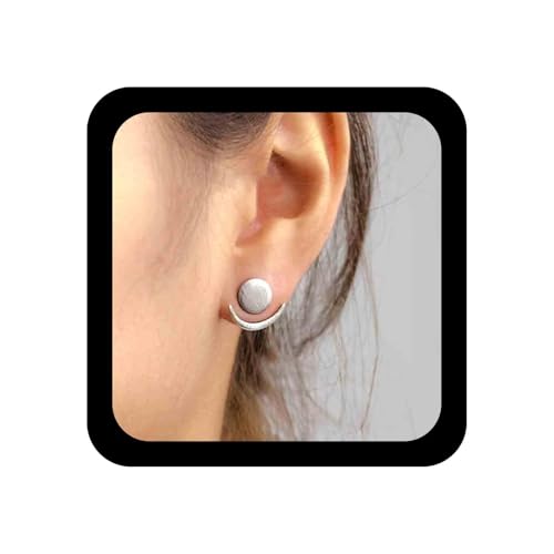 Allereya Vintage Mondsichel Ohrringe - Silber, Münze Scheibe Ohrstecker - Geometrisch, Boho, Frauen & Mädchen von Allereya