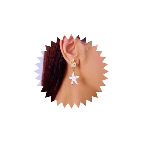 Allereya Vintage Muschel Ohrringe Seestern Ohrringe Gold Muschel Ohrstecker Ohrring Weiß Seestern Tropfen Ohrring Muscheln Ohrstecker Schmuck Für Frauen von Allereya