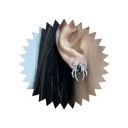 Allereya Vintage Onyx Spinne Ohrringe Punk Spinne Ohrstecker Silber Spinne Minimal Ohrringe Tier Gruselig Ohrstecker Schmuck Für Frauen Und Mädchen von Allereya