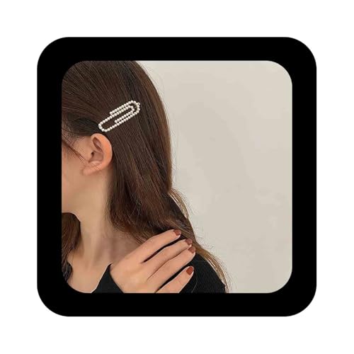 Allereya Vintage Perle Haarnadel Haarspange Büroklammer Form Haarspange Haarspange Weiße Perle Haarspange Clip Winzige Perle Haarnadeln Goldperle Haarschmuck für Frauen und Mädchen von Allereya