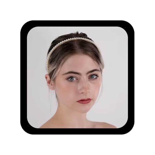 Allereya Vintage Perlen Haarband Weiß Perle Haarband Braut Perle Haarreifen Band Hochzeit Kopfstück Perlen Perlen Haarschmuck Für Frauen Und Mädchen von Allereya