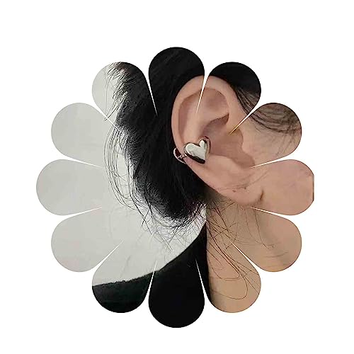 Allereya Vintage Puffed Heart Ear Cuff Ohrringe Liebe Herz Ohrringe Silber Herz Manschette Wrap Ohrringe Metall Herz Knorpel Manschette Ohrringe Schmuck Für Frauen Und Mädchen von Allereya