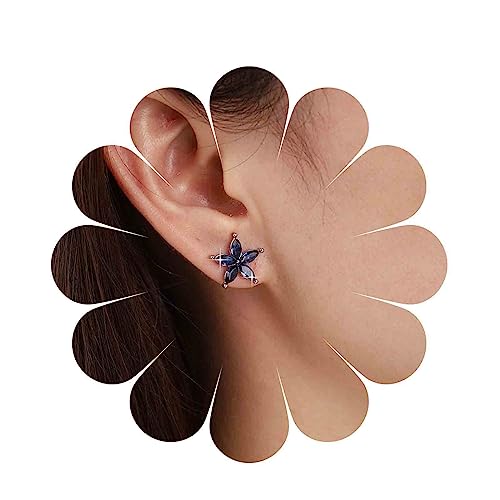 Allereya Vintage Saphir Blume Ohrringe Kristall Saphir Ohrringe Blaue Blume Ohrstecker Blume Saphir Ohrstecker Schmuck Für Frauen Und Mädchen von Allereya