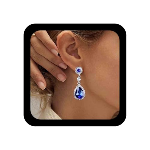 Allereya Vintage Saphir Kristall Ohrringe Blau Saphir Ohrringe Tropfen Ohrringe Saphir Ohrringe Silber Cz Baumeln Ohrringe Schmuck Für Frauen Und Mädchen (blau) von Allereya