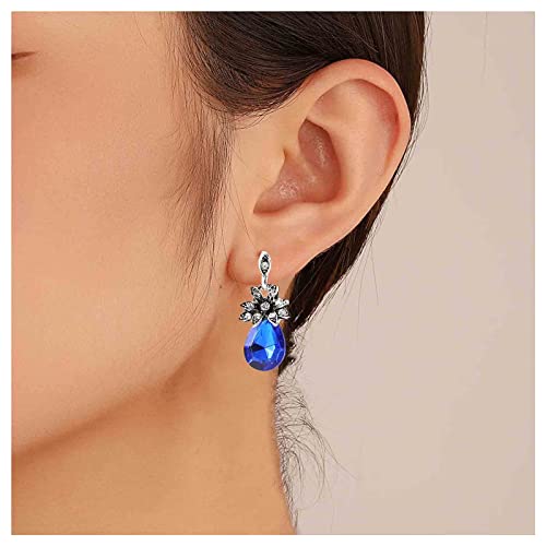 Allereya Vintage Saphir Kristall Ohrringe Blau Saphir Ohrringe Tropfen Saphir Ohrringe Silber Cz Blumen Ohrringe Schmuck Für Frauen Und Mädchen von Allereya