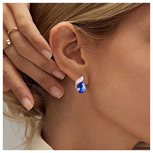 Allereya Vintage Saphir Kristall Ohrringe Blau Saphir Ohrstecker Tropfen Saphir Ohrringe Gold Cz Tropfen Ohrringe Schmuck Für Frauen Und Mädchen (blau) von Allereya