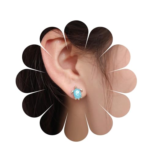 Allereya Vintage Saphir Schildkröte Ohrringe Blauer Saphir Schildkröte Ohrstecker Kleine Schildkröte Ohrringe Gold Tier Ohrringe Schmuck Für Frauen Und Mädchen (gold) von Allereya