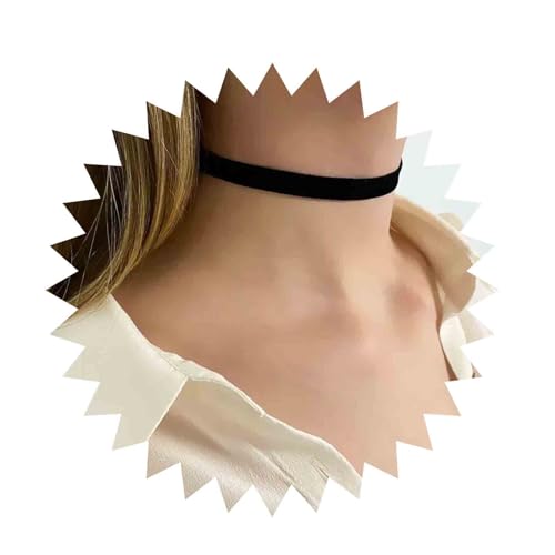 Allereya Vintage Satin Choker Necklace Plain Black Leather Collar Necklace Short Velvet Necklace Punk Choker Necklace Chain For Women And Girls (1cm) von Allereya