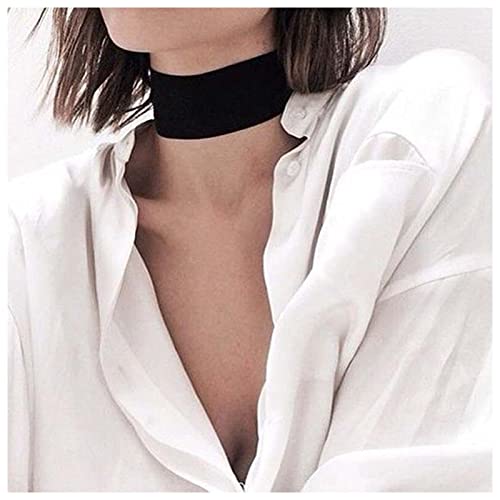 Allereya Vintage Satin Choker Necklace Plain Black Leather Collar Necklace Short Velvet Necklace Punk Choker Necklace Chain For Women And Girls (5cm) von Allereya