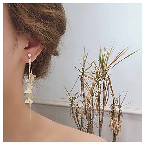 Allereya Vintage Schmetterling Baumeln Ohrringe Lange Quaste Ohrringe Winzigen Kristall Ohrstecker Gold Schmetterling Tropfen Ohrringe Schmuck Für Frauen Und Mädchen von Allereya