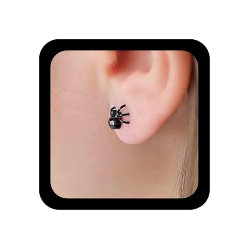 Allereya Vintage Schwarze Spinne Ohrringe Punk Spinne Ohrstecker Schwarz Onyx Spinne Minimal Ohrringe Tier Gruselig Ohrstecker Schmuck Für Frauen Und Mädchen von Allereya