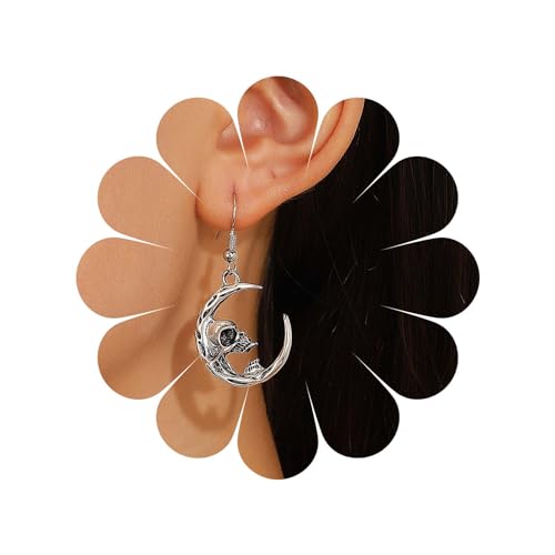 Allereya Vintage Skelett Ohrringe Mondsichel Tropfen Ohrringe Punk Skelett Ohrringe Gothic Totenkopf Ohrringe Schmuck Für Frauen Und Mädchen von Allereya