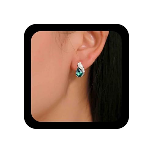 Allereya Vintage Smaragd Kristall Tropfen Ohrringe Strass Grün Smaragd Tropfen Ohrringe Wassertropfen Grün Gem Ohrringe Gold Geometrische Ohrstecker Schmuck Für Frauen Und Mädchen (grün) von Allereya