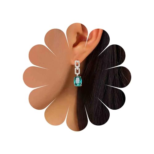 Allereya Vintage Smaragd Quadratische Ohrringe Grüne Smaragd Ohrringe Strass Grüne Quadratische Ohrringe Gold Cz Ohrstecker Schmuck Für Frauen Und Mädchen von Allereya