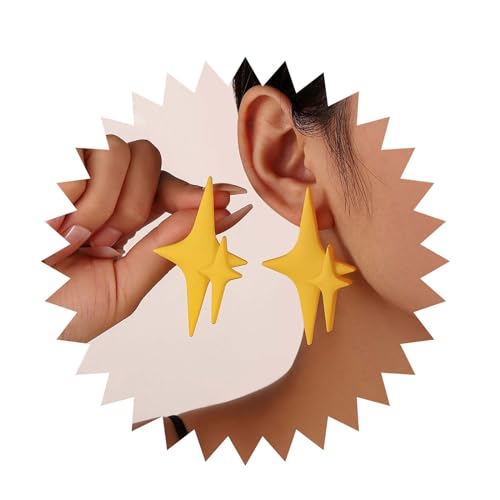 Allereya Vintage Stern Ohrringe Stern Ohrringe Gelb Stern Ohrstecker Gelb Ohrringe Statement Ohrringe Schmuck Für Frauen Und Mädchen von Allereya